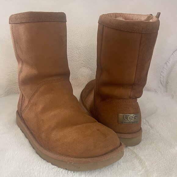 UGG Australia Roslynn Womens Chestnut Suede Sheepskin Side Zip Boots Size: US 9 - Picture 1 of 12